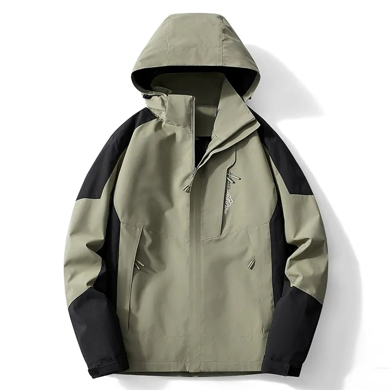 Water-Resistant Adjustable Hood Outdoor Jacket