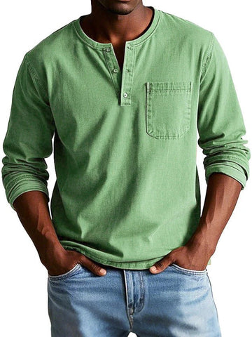 Button Placket Classic Fit Long Sleeve Top