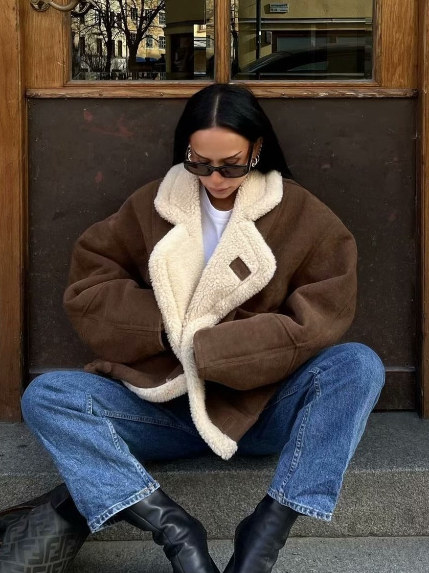Plush Fleece Lined Oversized Coat