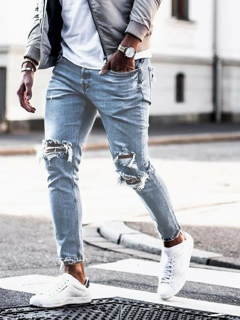 Distressed Slim-Fit Full Length Jeans
