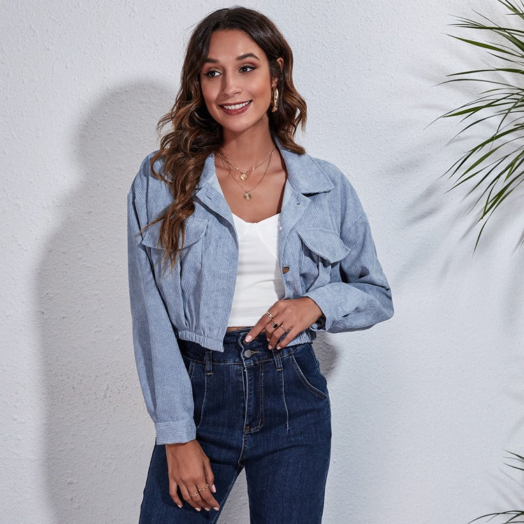Corduroy Relaxed Fit Cropped Jacket