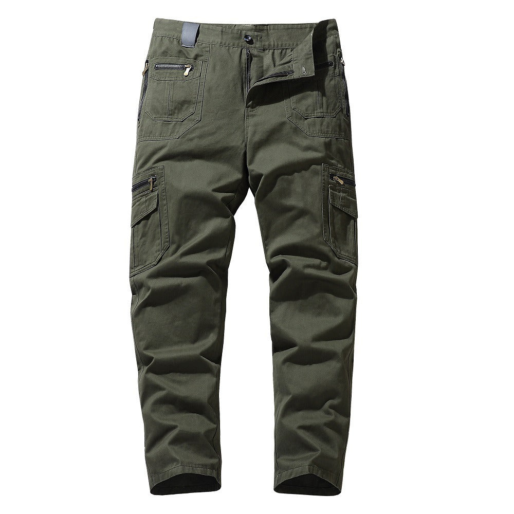 Cotton Blend Multi Zipper Loose Fit Pants