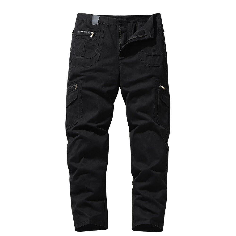 Cotton Blend Multi Zipper Loose Fit Pants