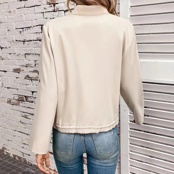 Faux Leather Look Relaxed Biker Jacket