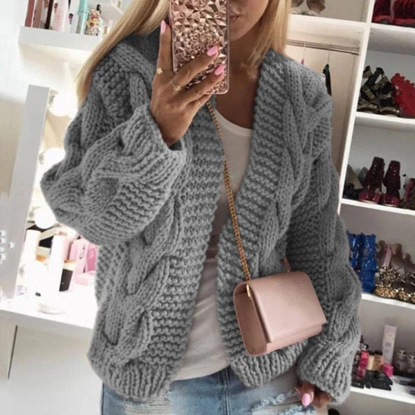 Wool Chunky Cable Knit Cardigan
