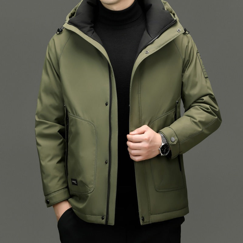 Woven Blend Hooded Hip Length Coat
