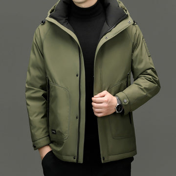 Woven Blend Hooded Hip Length Coat
