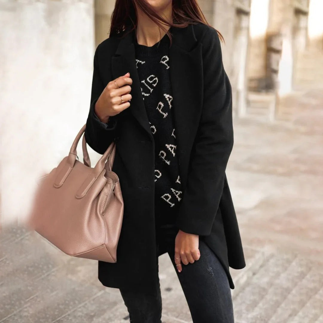 Wool Blend Single Breasted Tailored Long Coat