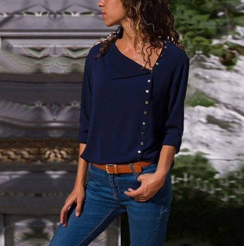 Asymmetrical Button Front Loose Fit Shirt