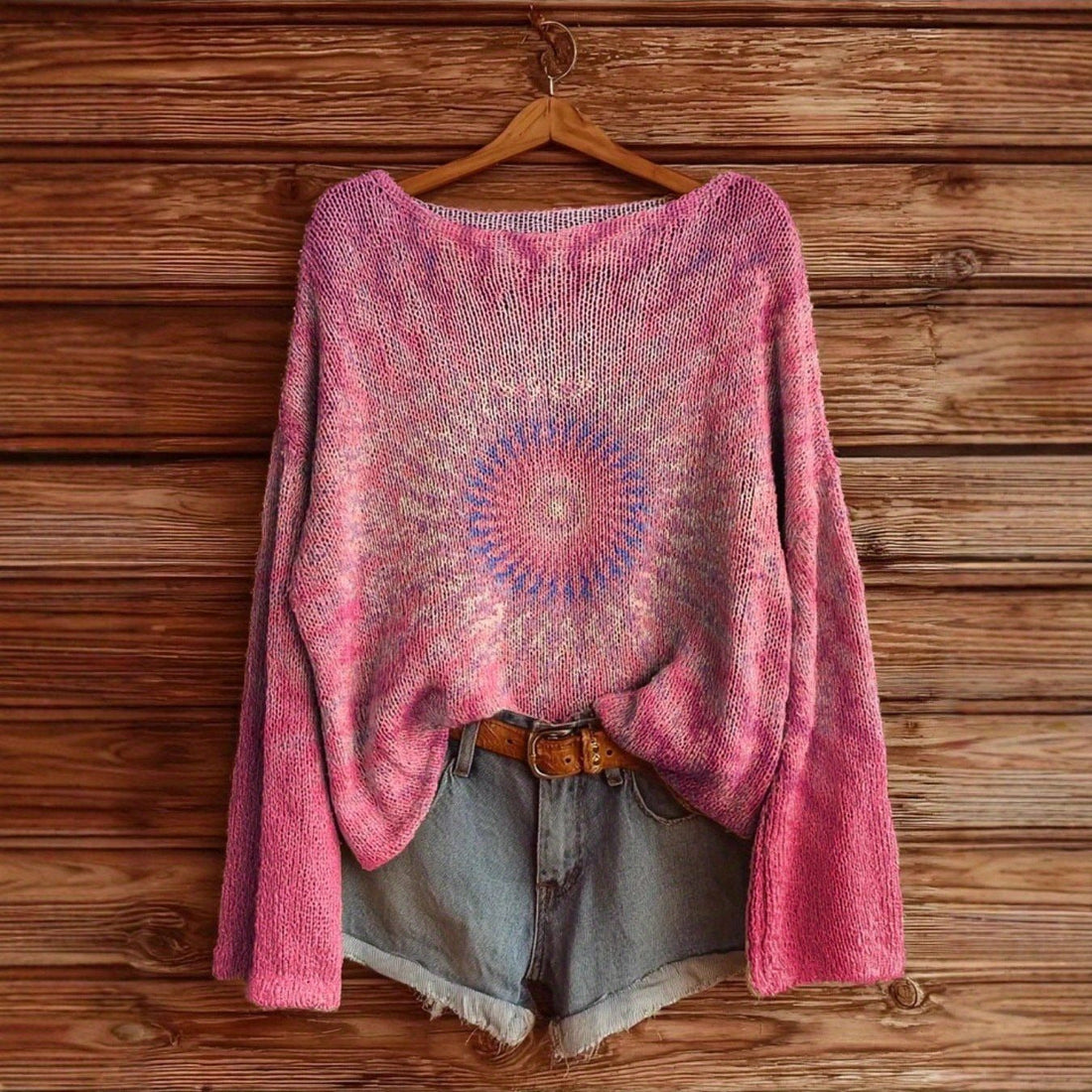 Knitted Oversized Bell Sleeve Sweatshirt