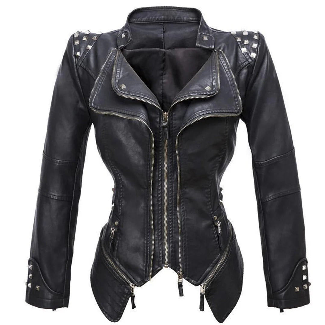 Studded Asymmetrical Zip Biker Jacket