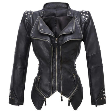 Studded Asymmetrical Zip Biker Jacket