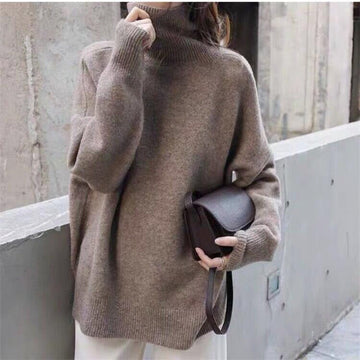 Oversized Ribbed Wool Turtleneck Sweater
