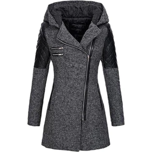 Hooded Quilted Sleeve Asymmetrical Jacket