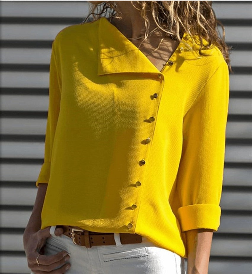 Asymmetrical Button Loose Fit Shirt Top