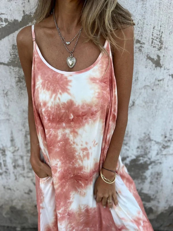 Relaxed Scoop Neck Spaghetti Strap Maxi Dress