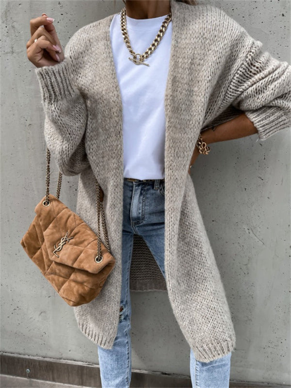 Oversized Chunky Wool Blend Knit Cardigan