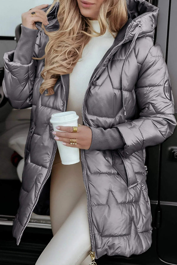 Quilted Insulated Relaxed Fit Hooded Coat