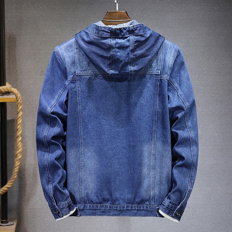 Sherpa Lined Hooded Denim Jacket