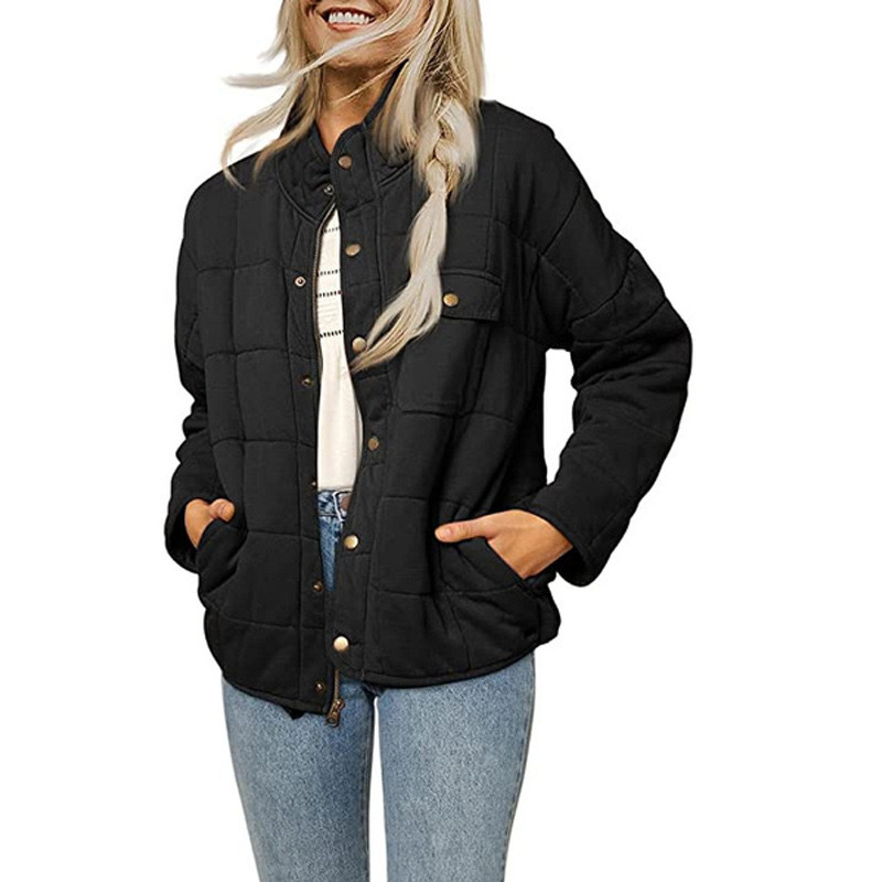Quilted Loose Fit Stand Collar Jacket