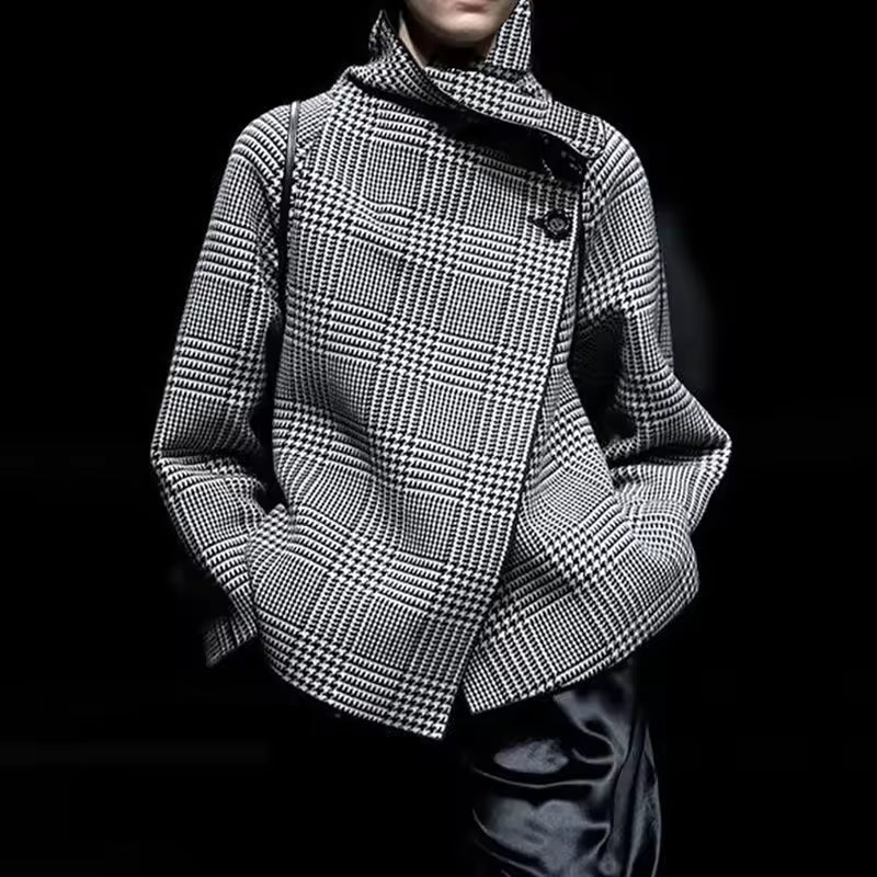 Oversized Plaid Wool Blend Coat