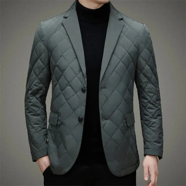Diamond Quilted Slim Fit Notch Lapel Jacket