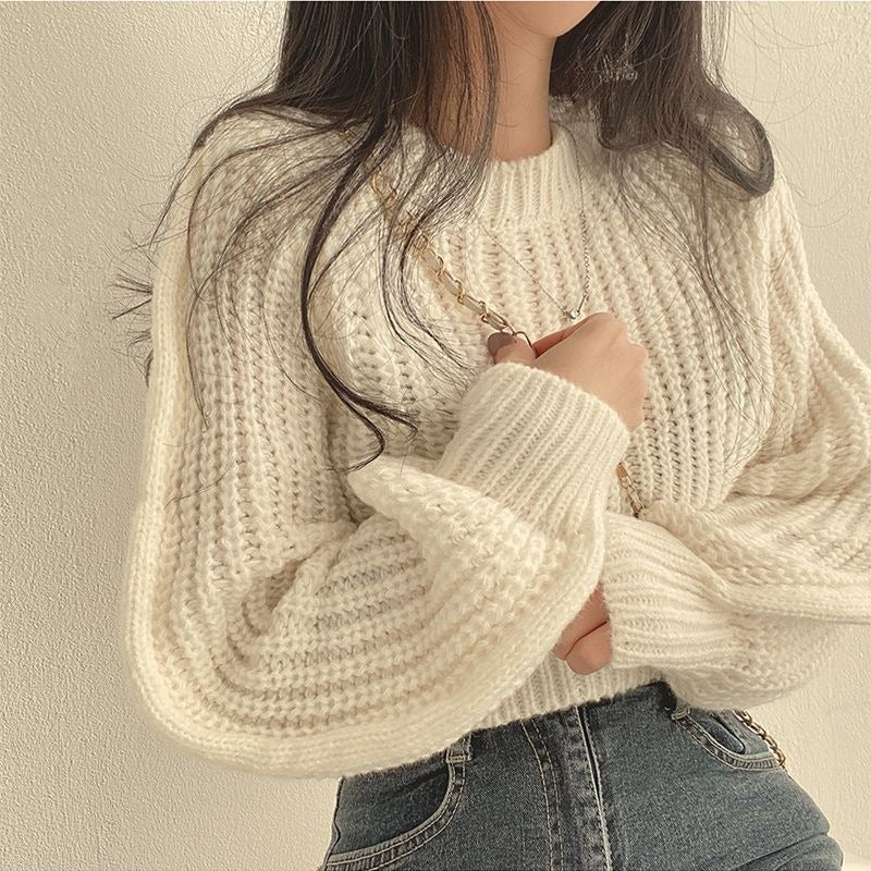 Chunky Knit Pullover Crewneck Sweater