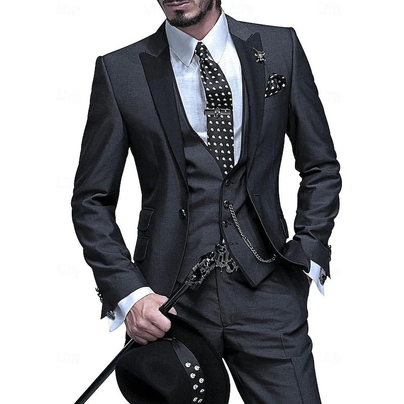 Slim Fit Wool Blend 3-Piece Suit