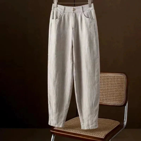 High Waist Relaxed Fit Tapered Ankle Pants