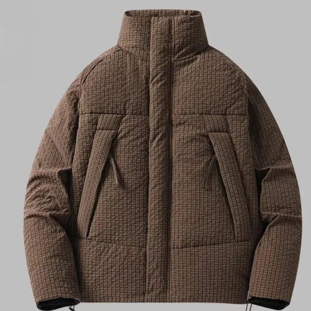 Technical Fabric Hip Length Stand-Up Collar Coat
