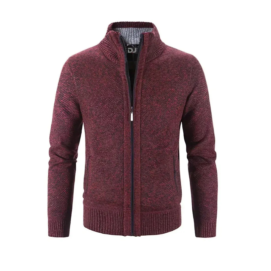 Slim Fit Wool Knit Zip-Up Cardigan