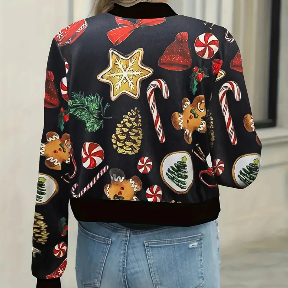 Lightweight Festive Print Cropped Jacket