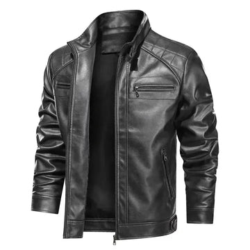 Slim Fit Quilted Stand Collar Biker Jacket