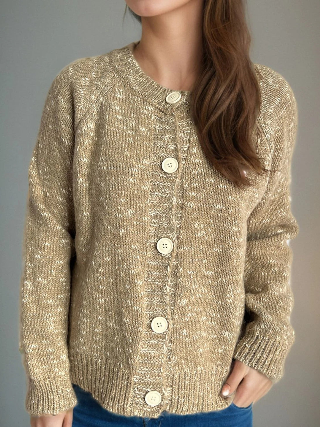 Acrylic Blend Relaxed Fit Cropped Cardigan