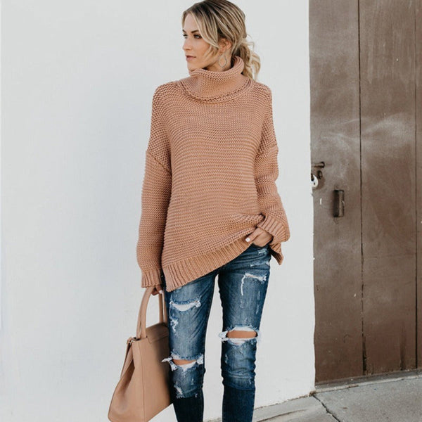 Chunky Wool Blend Turtleneck Sweater