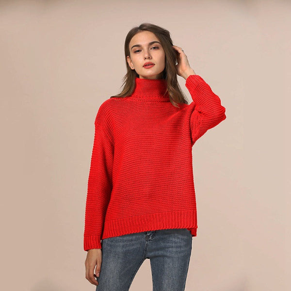 Chunky Wool Blend Turtleneck Sweater