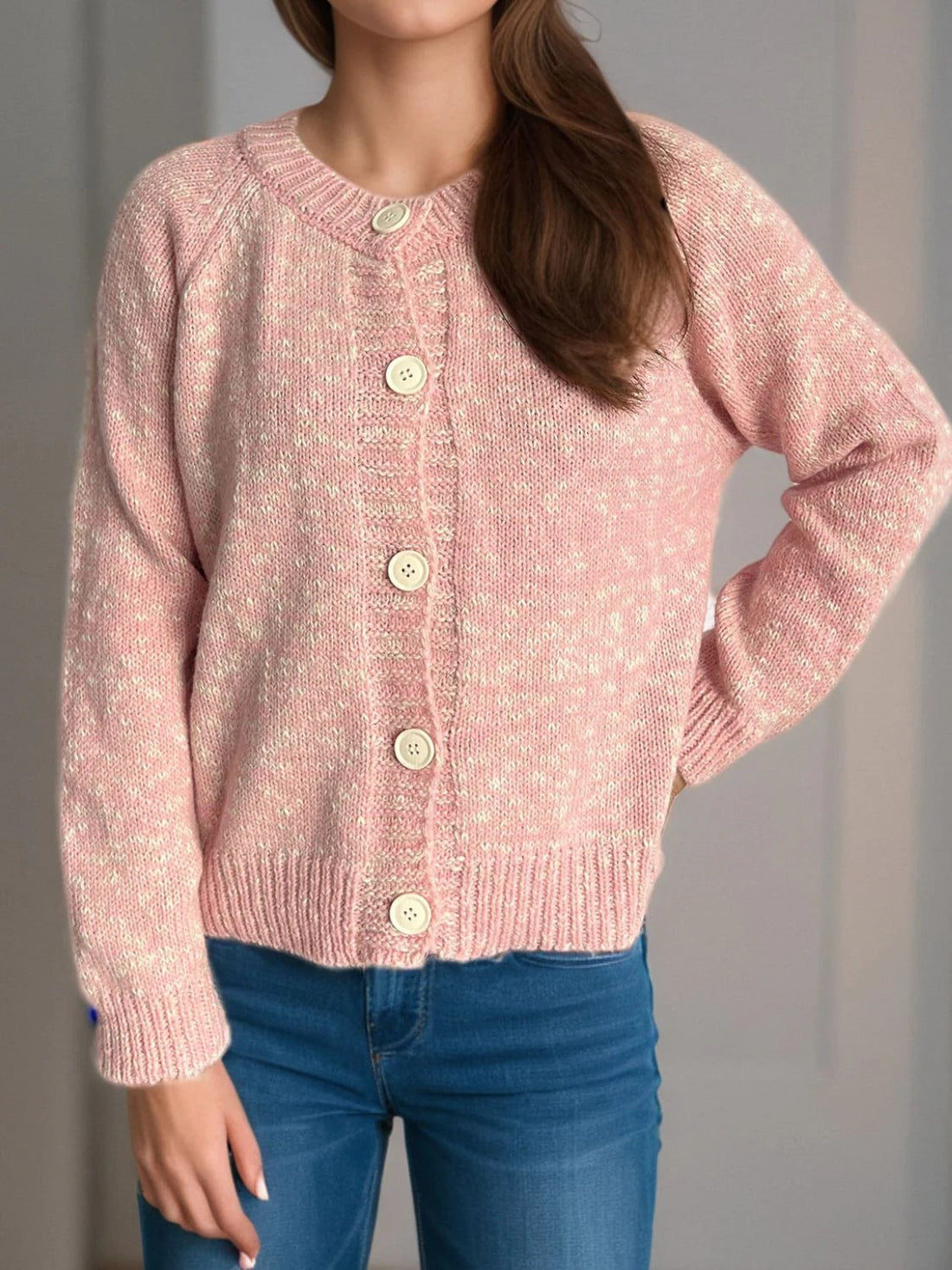 Acrylic Blend Relaxed Fit Cropped Cardigan