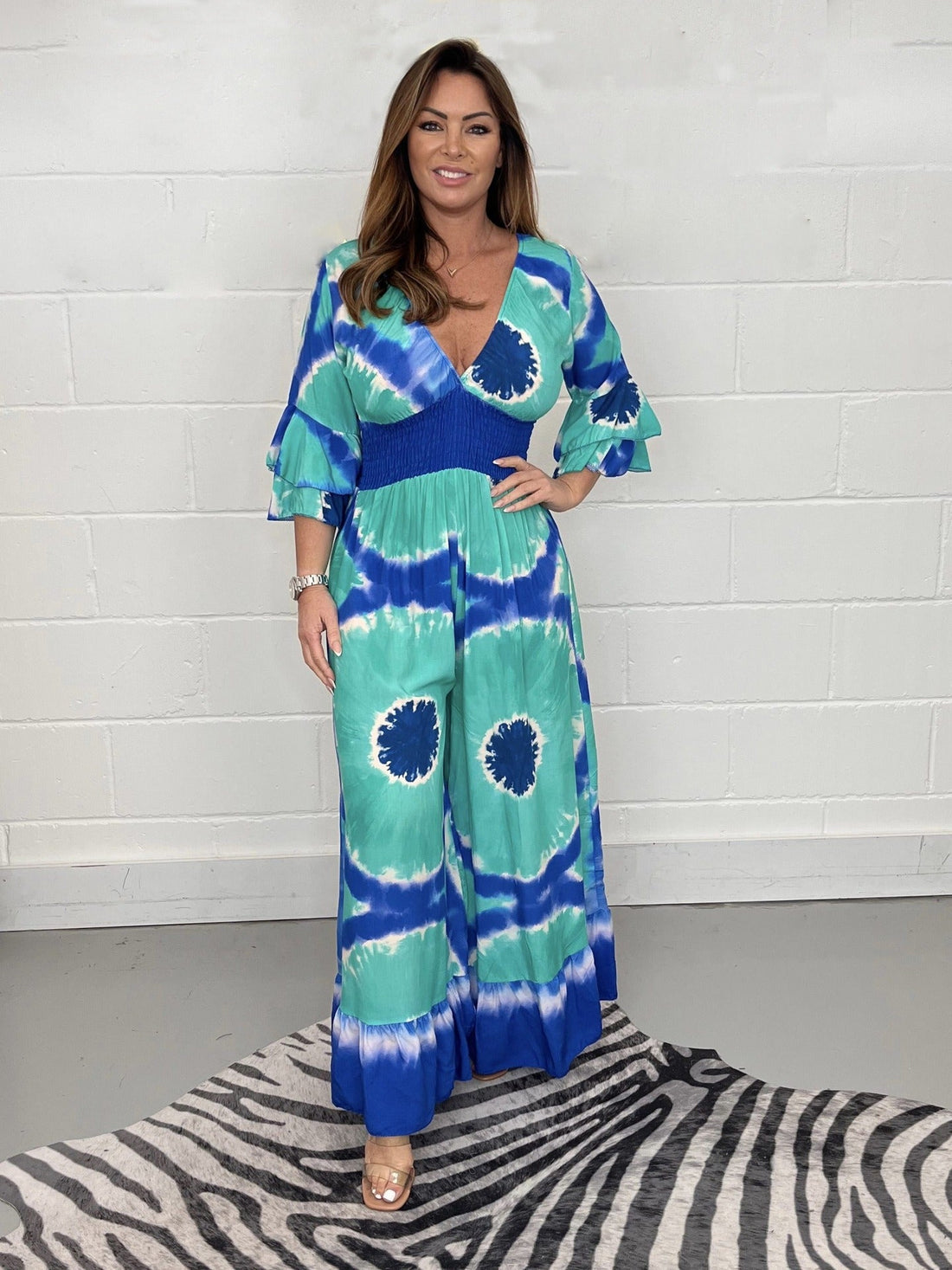 Tie-Dye Flared Leg Relaxed Fit Jumpsuit