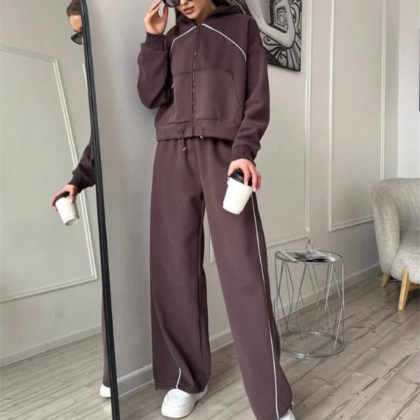 Oversized Contrast Seam Two-Piece Set