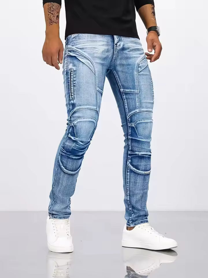 Articulated Knee Distressed Slim Fit Jeans