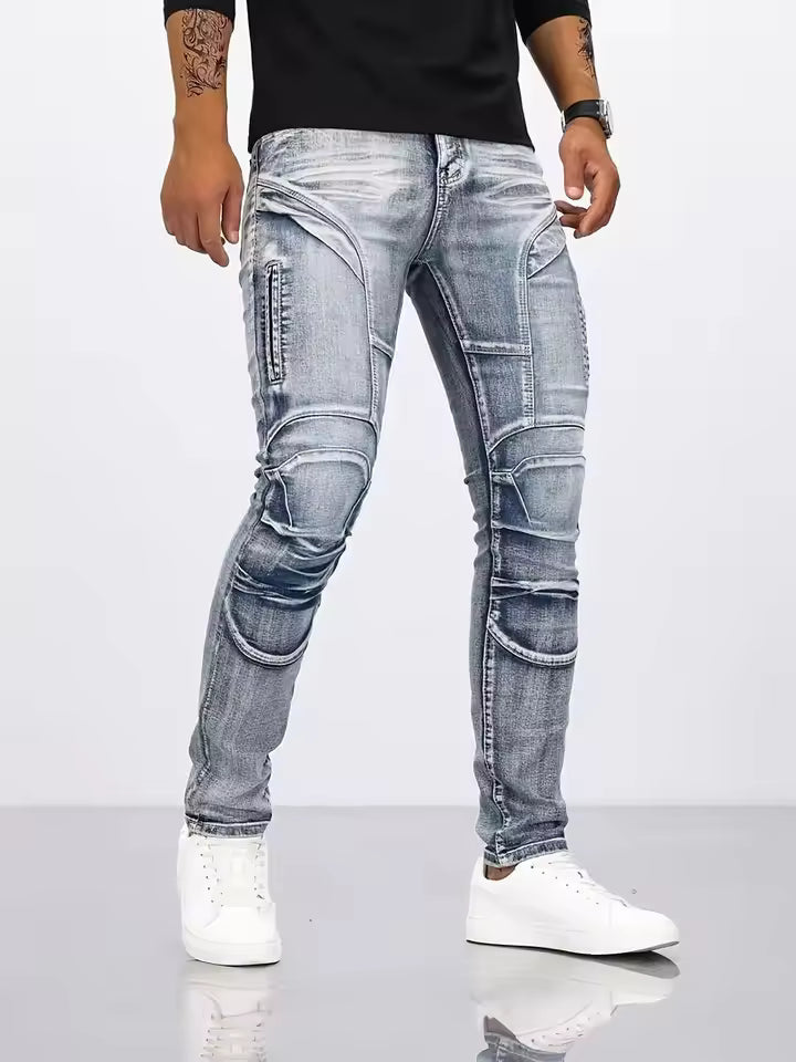 Articulated Knee Distressed Slim Fit Jeans