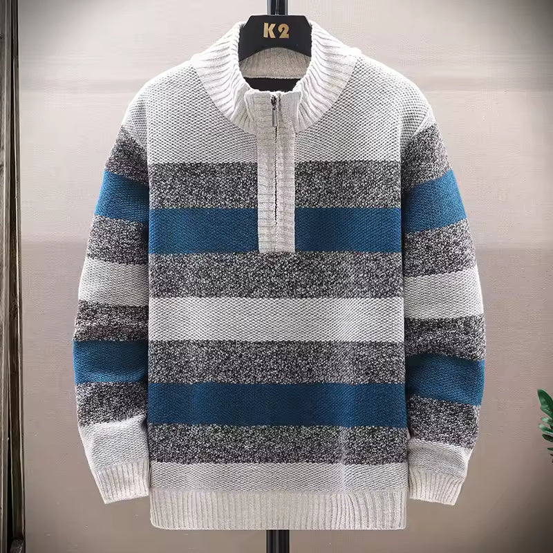 Fleece Lined Wool Knit Pullover Sweater