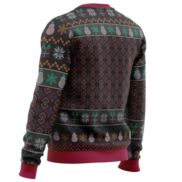 Standard Fit Knit Graphic Wine Print Sweater