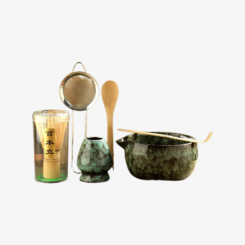 Bamboo Matcha Whisk Set With Ceramic Bowl