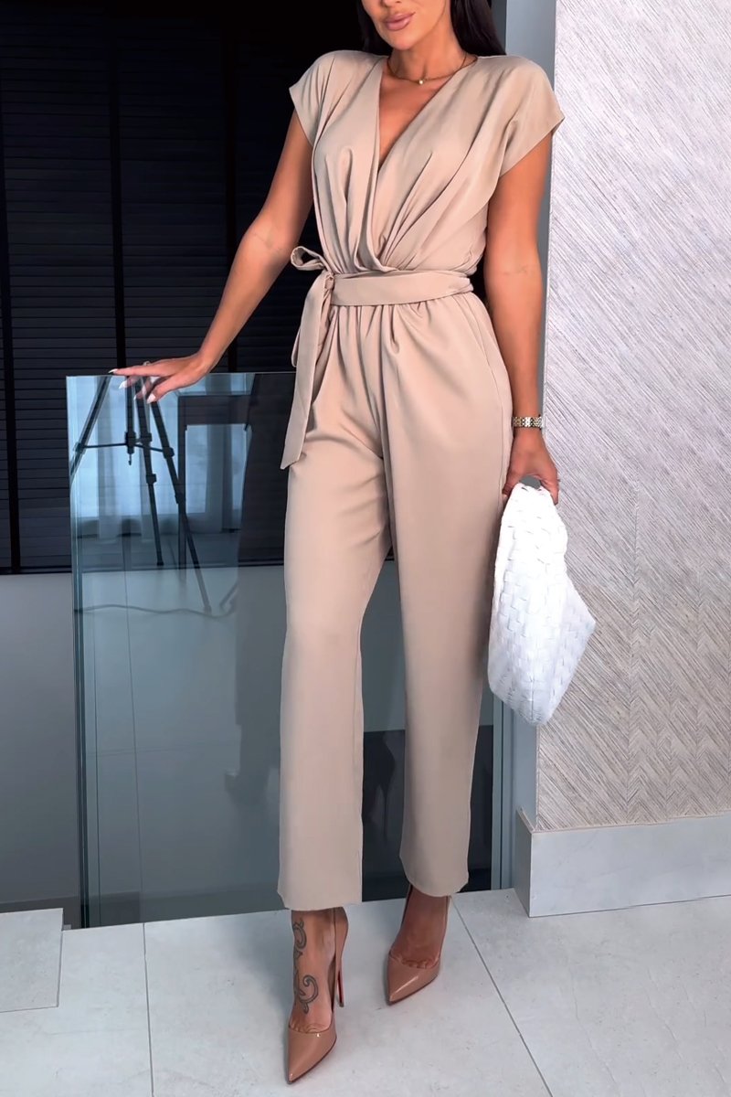 Elegant kortærmet slim jumpsuit til kvinder