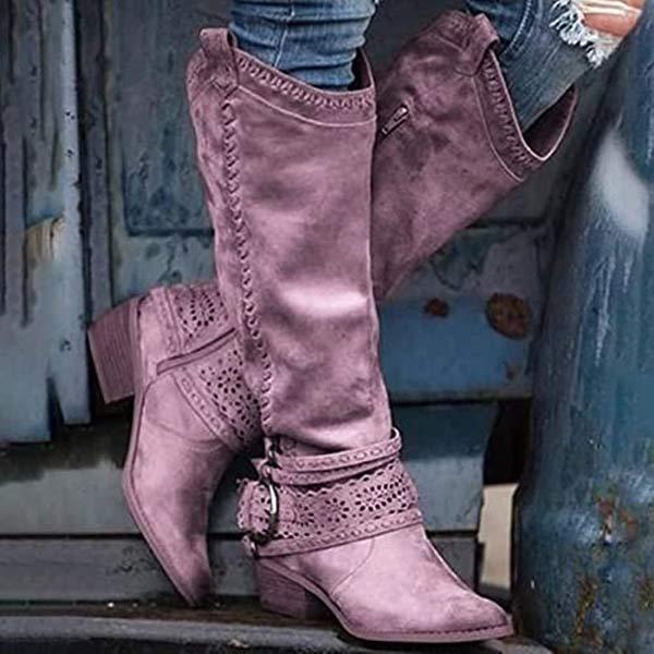 Suede Pointed Toe Embroidered Cowboy Boots