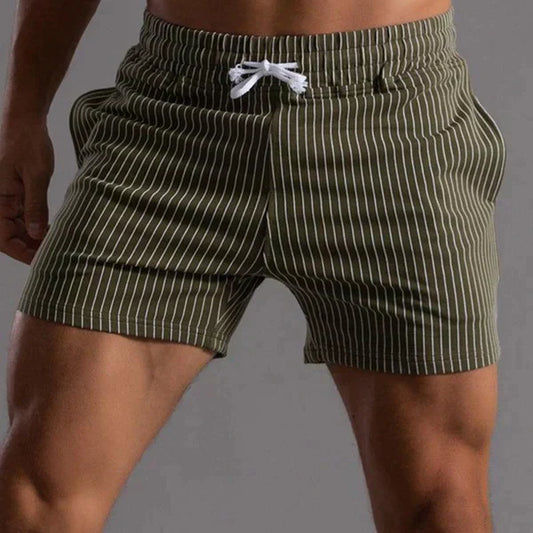 Men's Vertical Pinstripe Drawstring Shorts with Tailored Athletic Fit