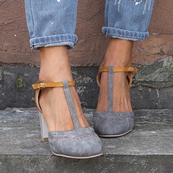 T-Strap Brogue High Heeled Shoes