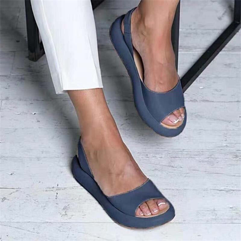 Open Toe Platform Sleek Comfort Slingback Flats