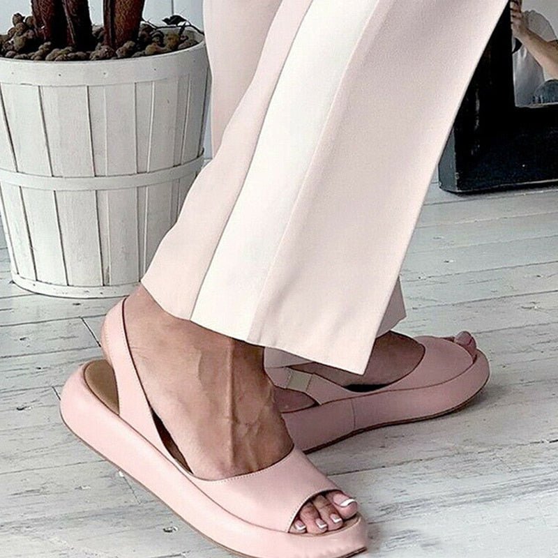 Dame Slingback Flats - Åben Tå - Komfortabel Pasform - Elegant og Alsidig